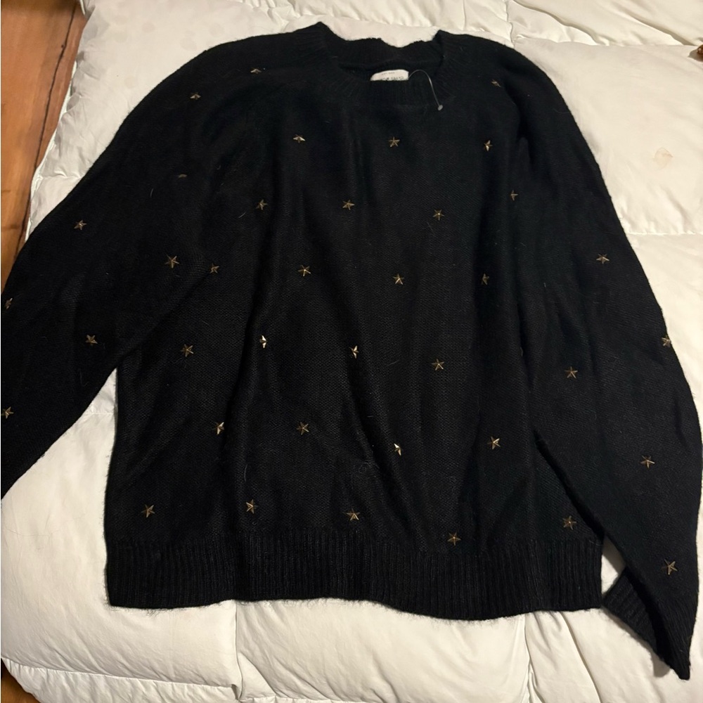 Black Sweater with Gold Accents